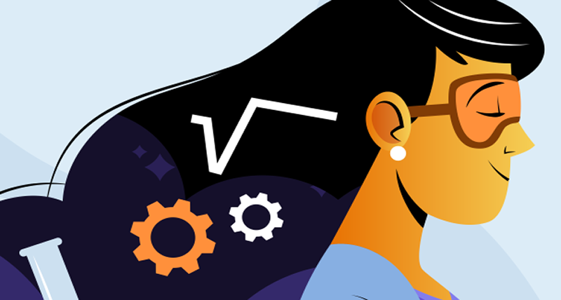 animation of a girl working in the STEM industry